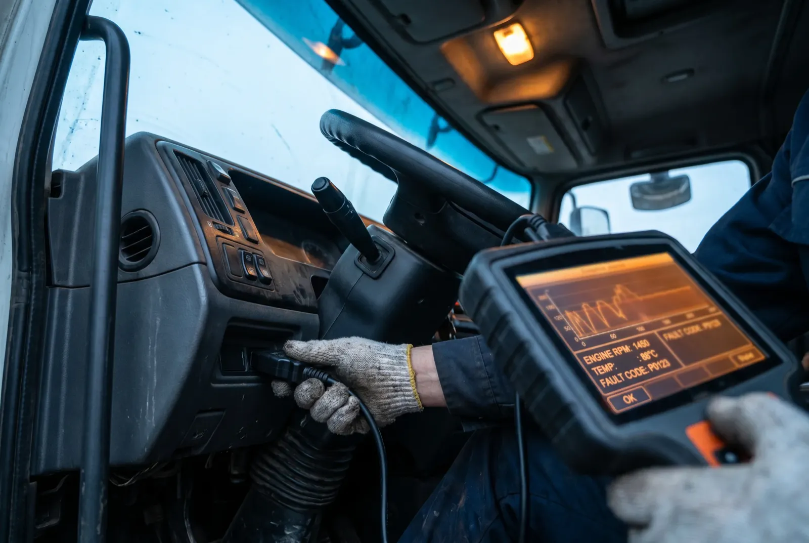Диагностика китайского грузовика — OBD-сканер в кабине Sitrak